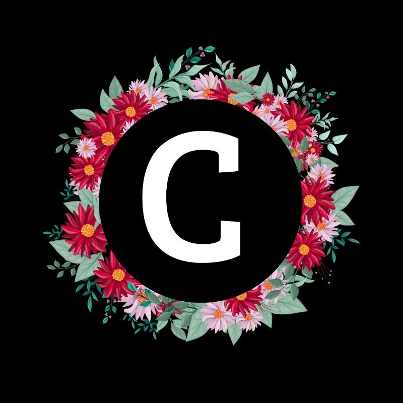 Lettre c couronne florale