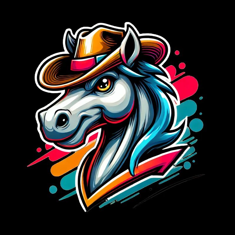 Cheval d’équitation western avec chapeau de cow-boy