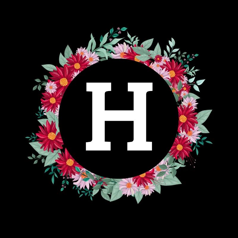 Lettre h couronne florale