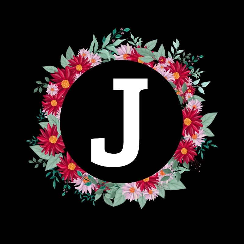 Lettre j couronne florale