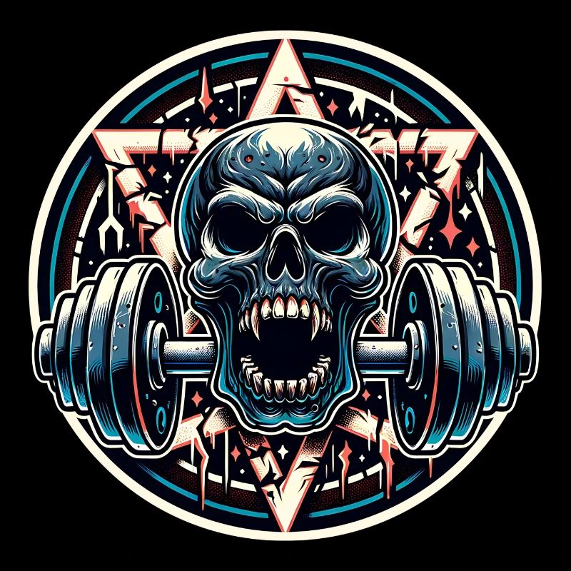 Skull with Pentagram Workout Dumbbell Bodybuilding