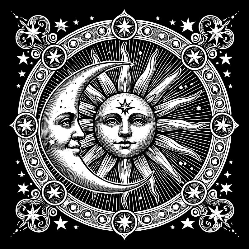 Sonne und Mond mit Gesicht