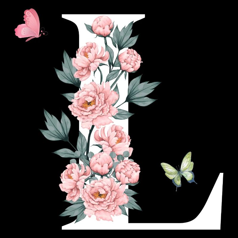 Lettre l fleurs rose