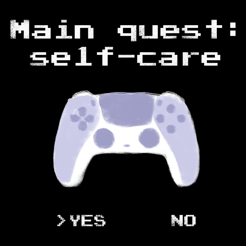 Main Quest Self-Care : design rétro avec manette