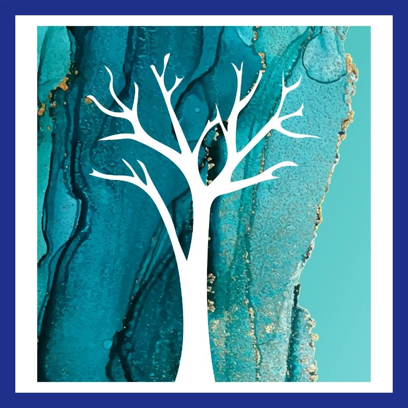 White Tree with Abstract Marble Background