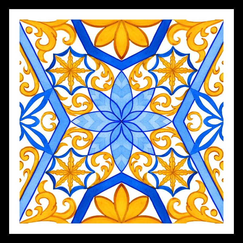 Mediterranean Blue and Gold Tile Design