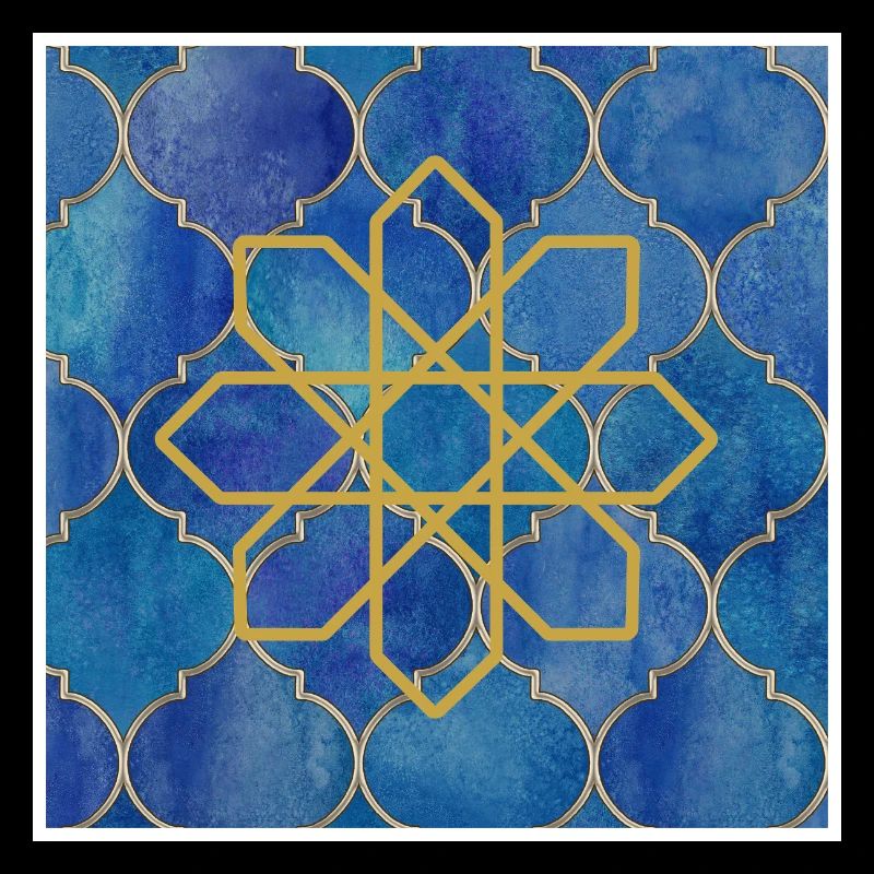 Golden Islamic Geometry on Blue