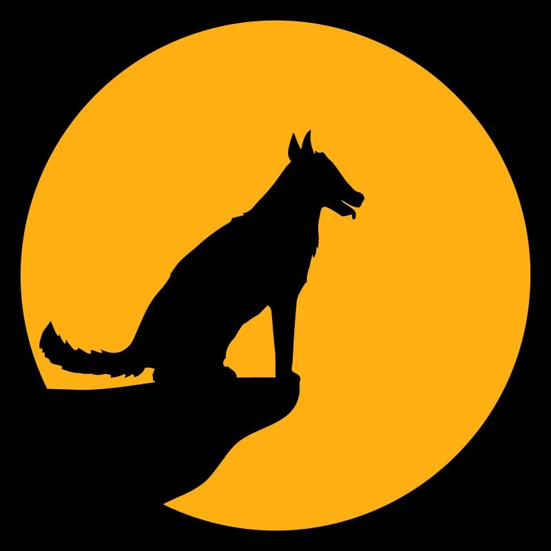 Dog Moon Wolf Cliff Night Sun Silhouette Mountain