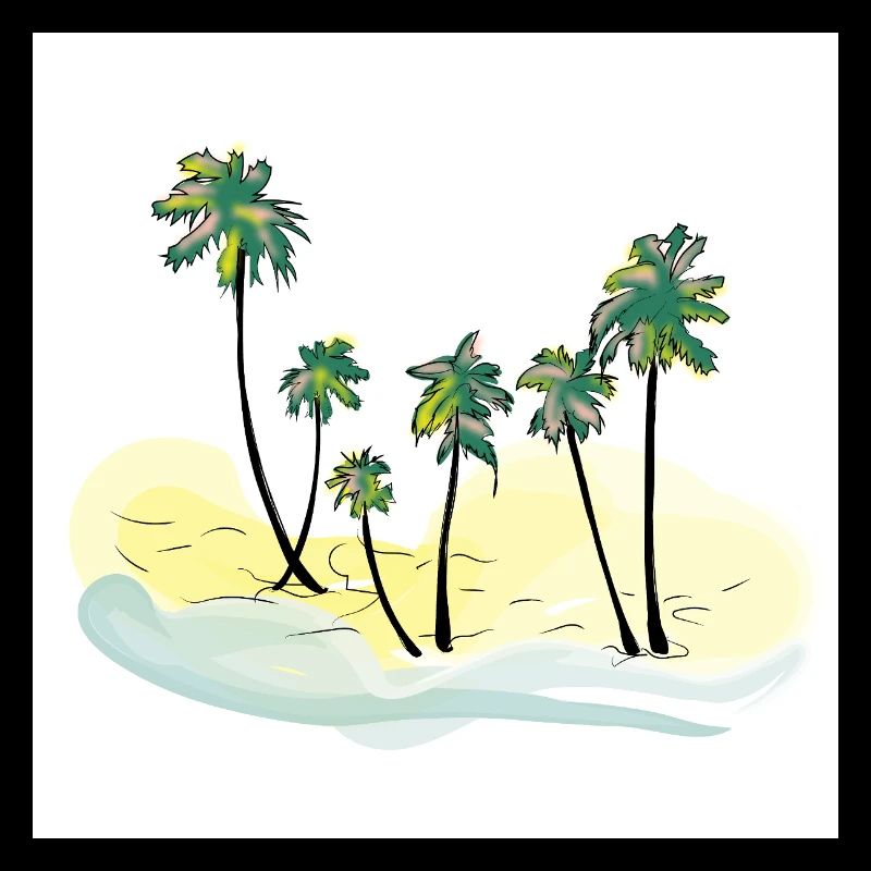 Plage paradisiaque avec palmiers des Caraïbes