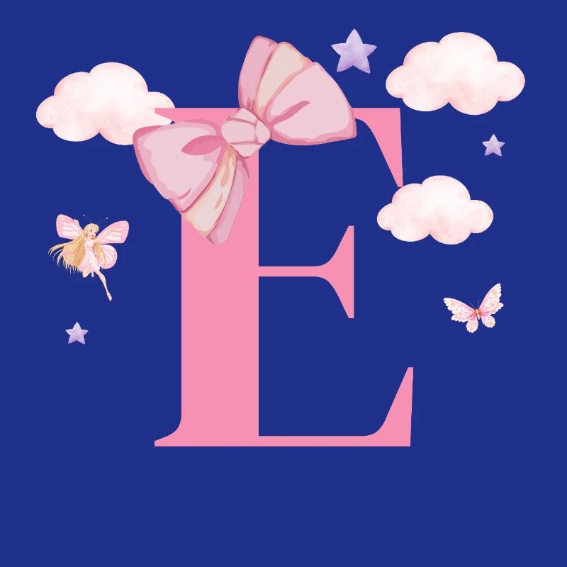 Letter e pink clouds
