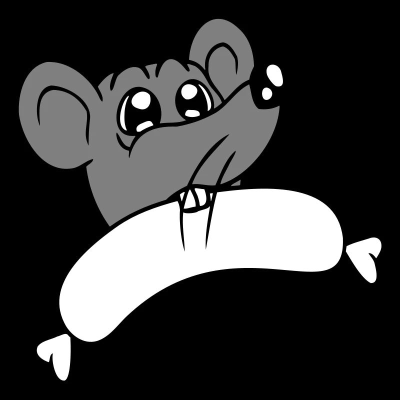 Maus großes Würstchen essen Hunger Wurst Grillen