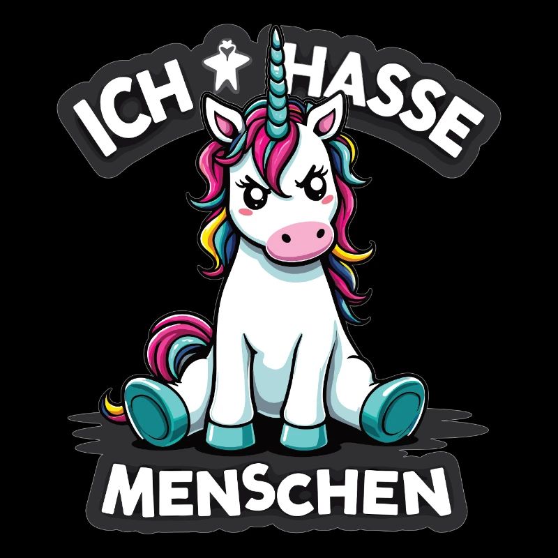 Ich hasse Menschen Einhorn Lustig Bunt