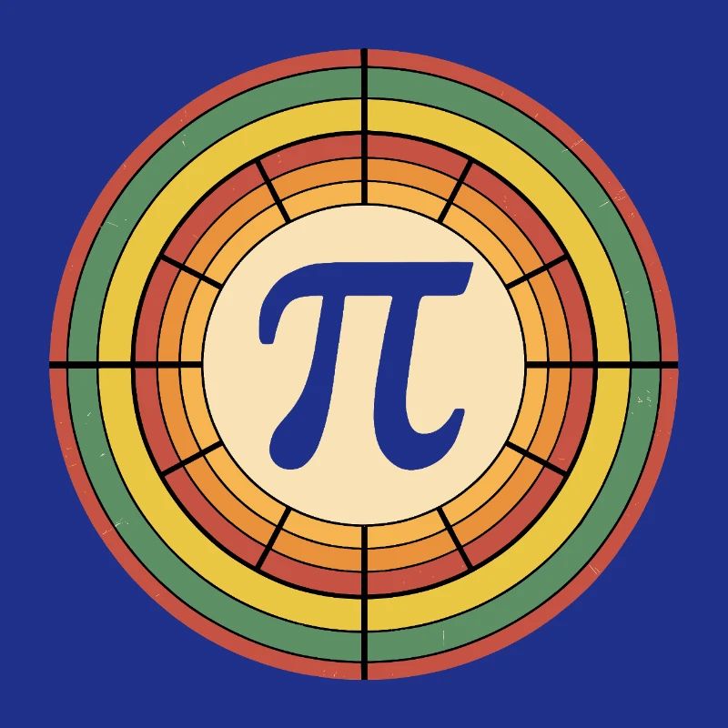 Retro Style Pi Tag Geometric Pattern Art