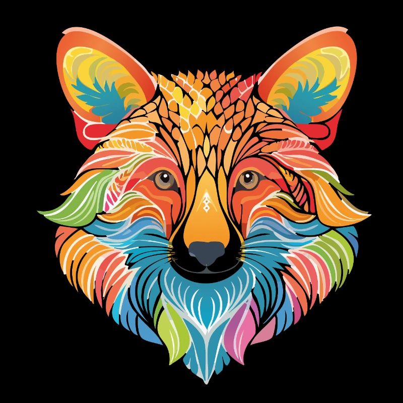 Colorful fox made of artistic pattern