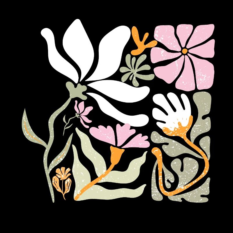 Fleurs groovy rétro rose et pastel