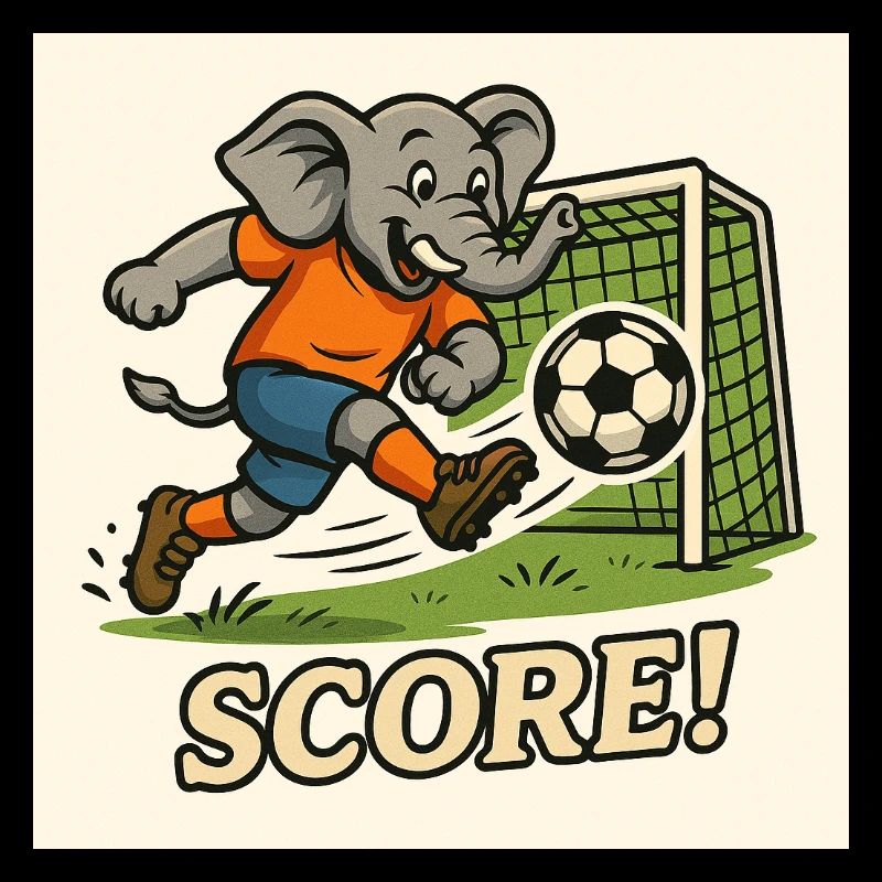 Elephant Playing Soccer – Funny Kids Design