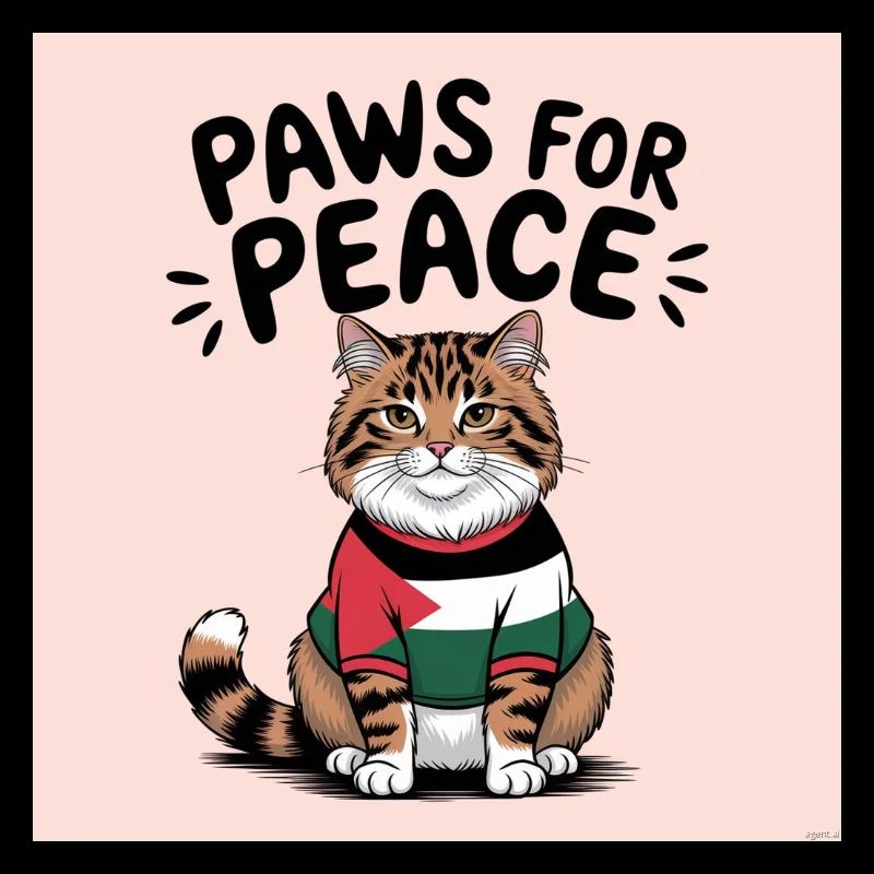 Chat moelleux aux couleurs de la Palestine - Paws for Peace