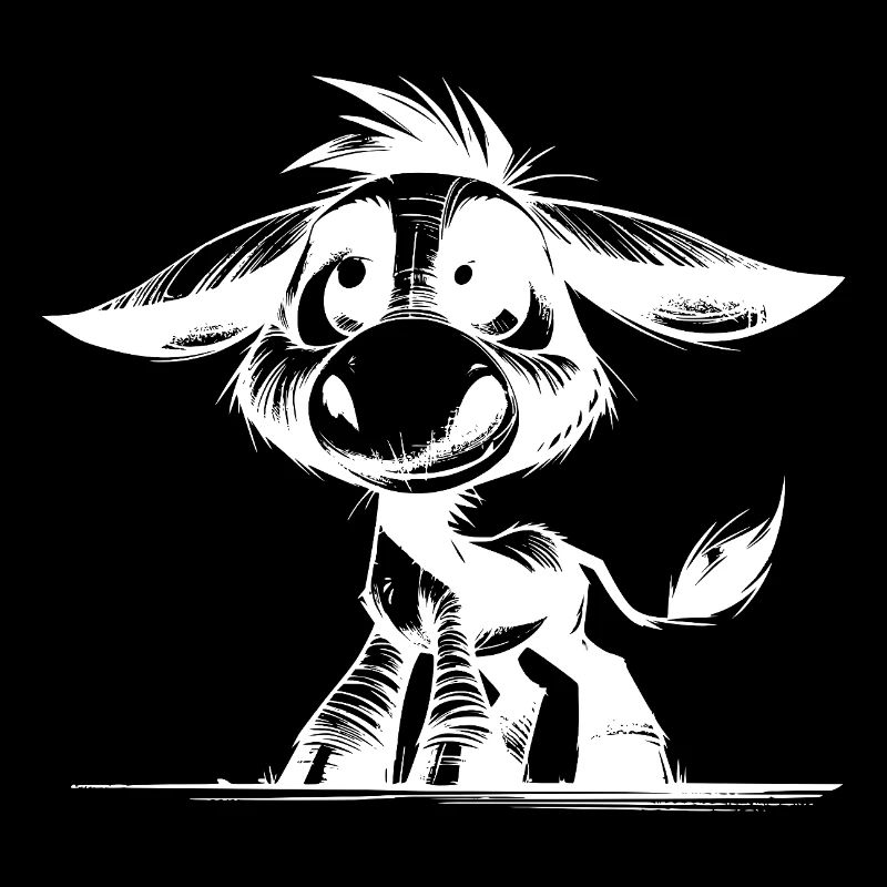 Câlin bébé âne dessin au crayon drôle