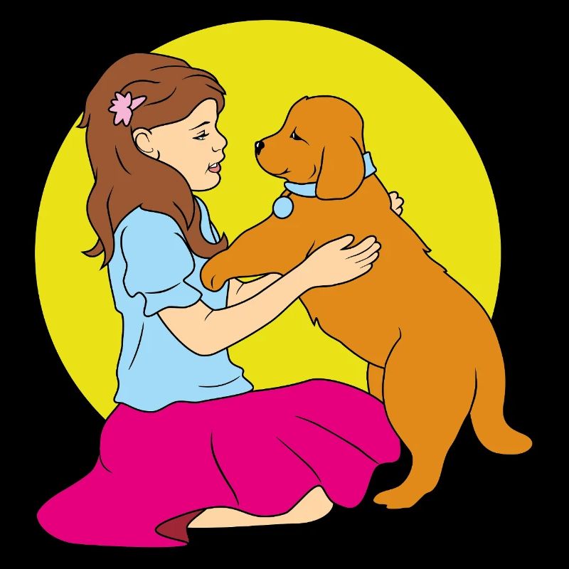 Mädchen spielt mit einem Hund