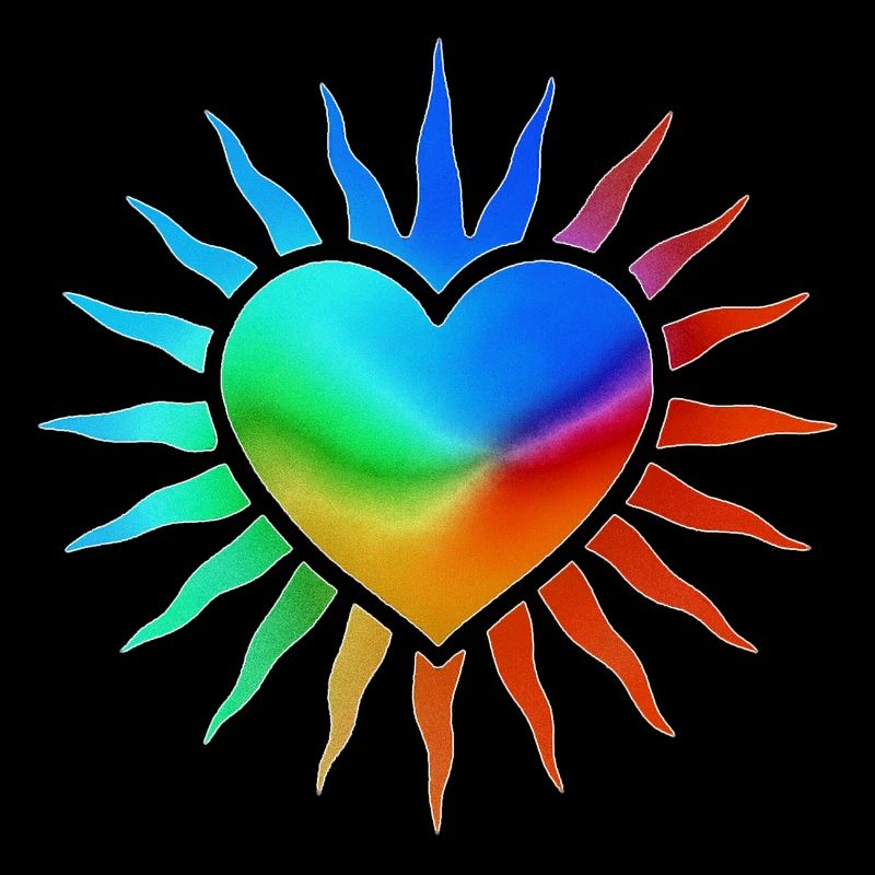 Regenbogenherz mit Sonnenstrahlen