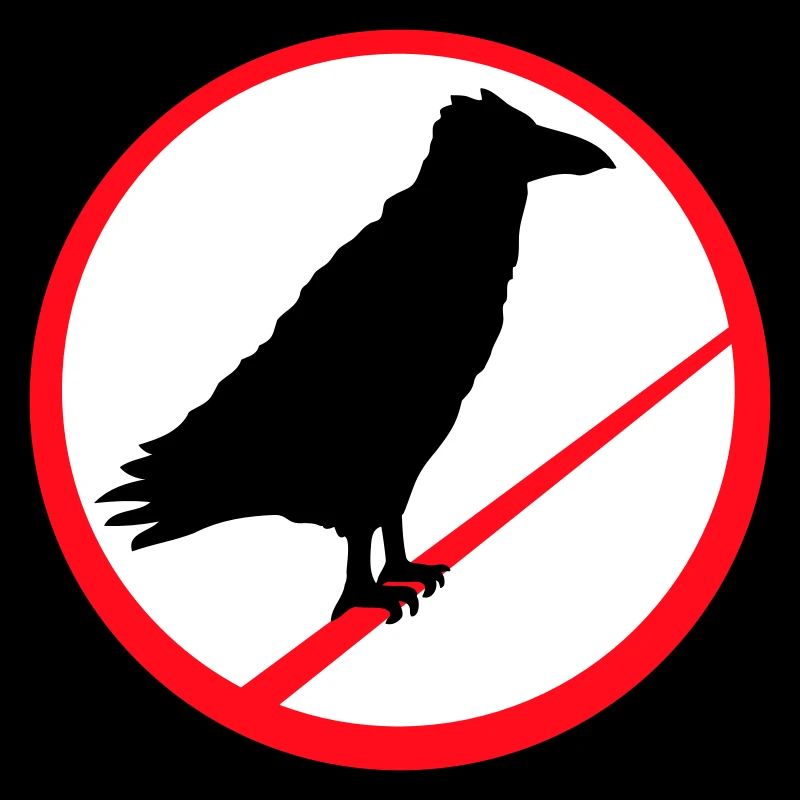 Raven Sitting Forbidden Rod Rope Sign Note