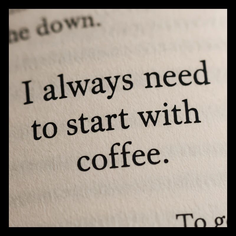 Book page - I always start with coffee