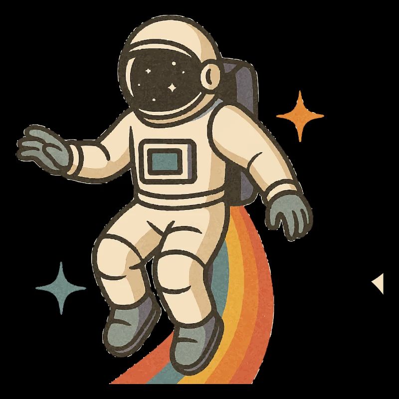 Astronaut with Rainbow – Retro Space Dream