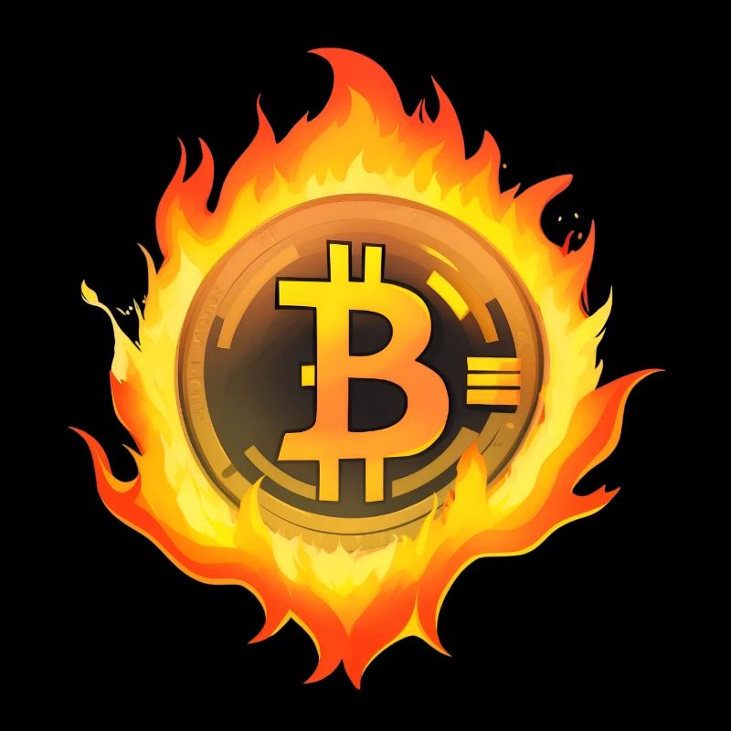 Bitcoin on Fire Crypto Coin Memecoin