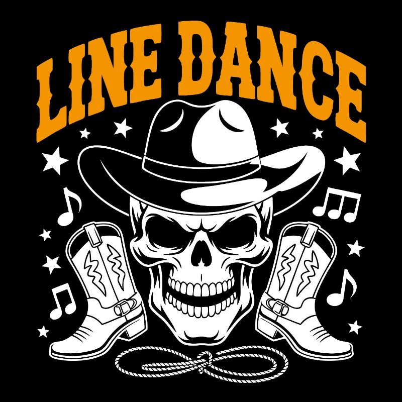Line Dance Skull with Stetson and Boots and Lasso