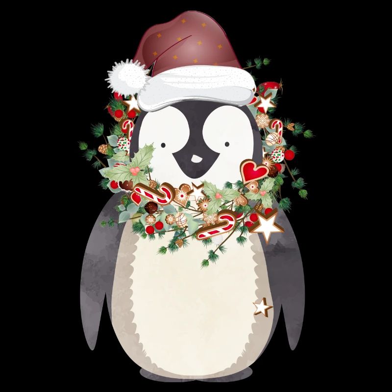 pingouin mignon avec une couronne pour Noël