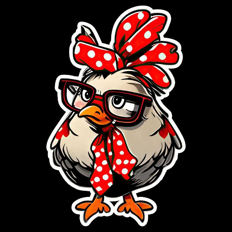 Süßes Huhn mit Bandana Stirnband Brille Mädchen