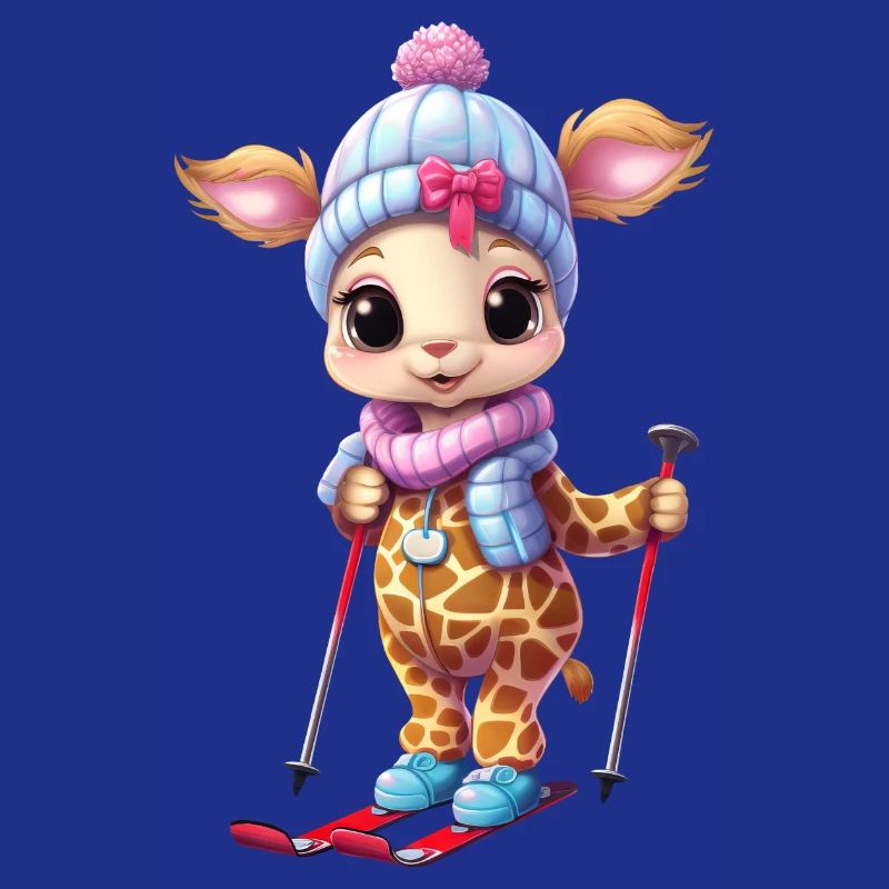 Skiing Giraffe - Funny Comic Design