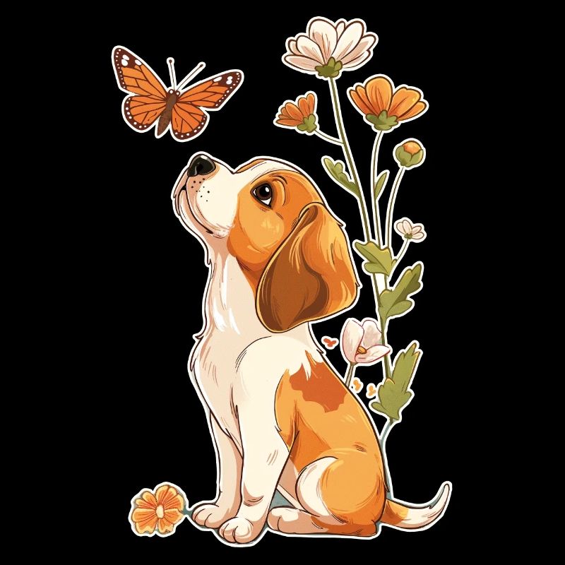 Beagle et papillon