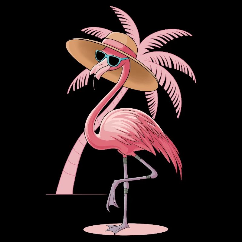Flamingo with sun hat