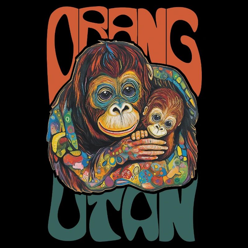 Maman et bébé orang-outan – Vie colorée