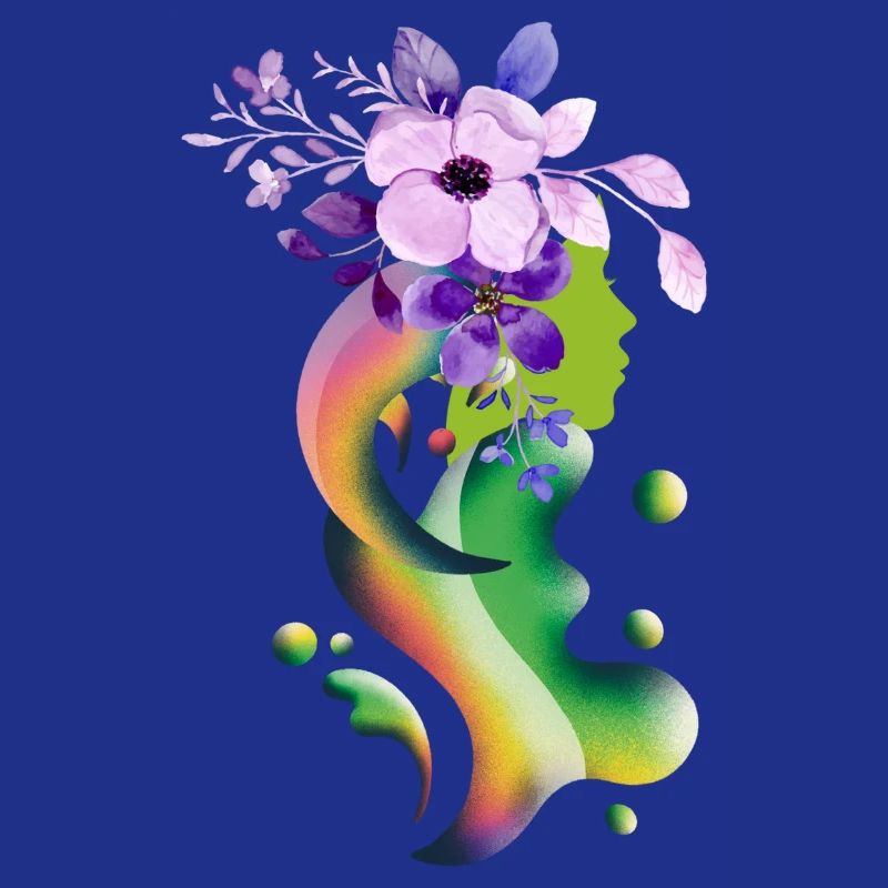 Ein Mädchen mit Blumen Schwebendes Mädchen