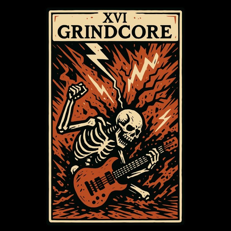Grindcore Tarot Card – Explosive Skeleton Shred