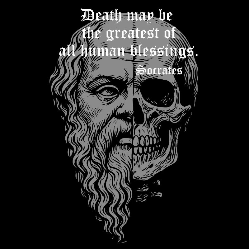 Crâne de Socrate avec citation inspirante