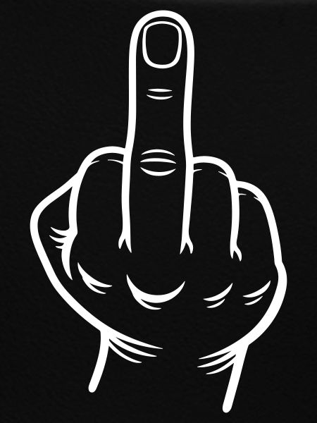 Mittelfinger Hand Kontur Weiß