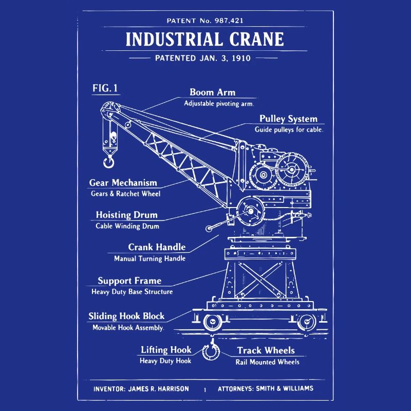 Conception des plans pour une grue industrielle