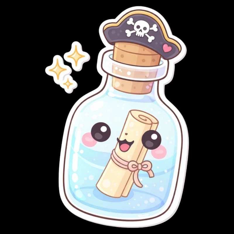 Un message de pirate mignon dans une bouteille