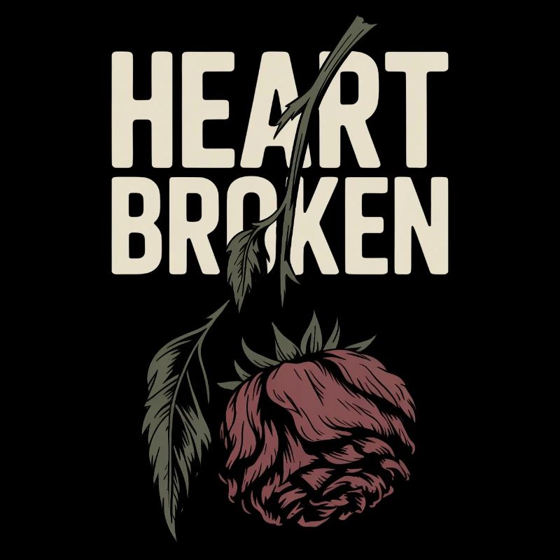 Broken Heart with Withered Rose
