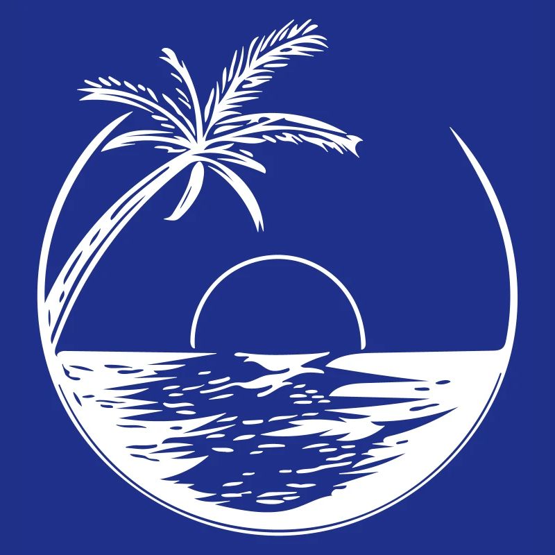 Sunset with palm tree - Vector Style