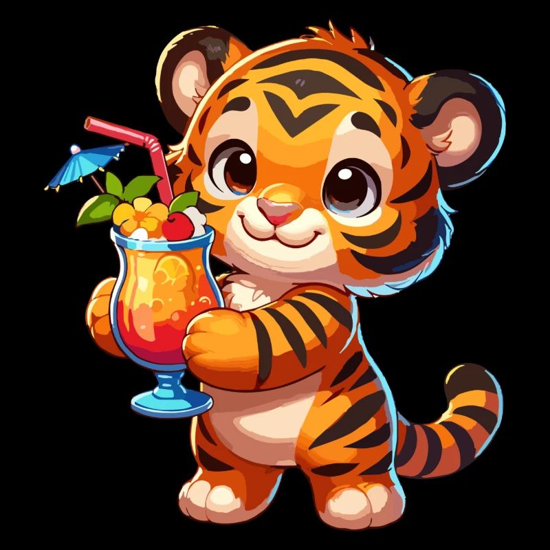 Cute tiger with drink