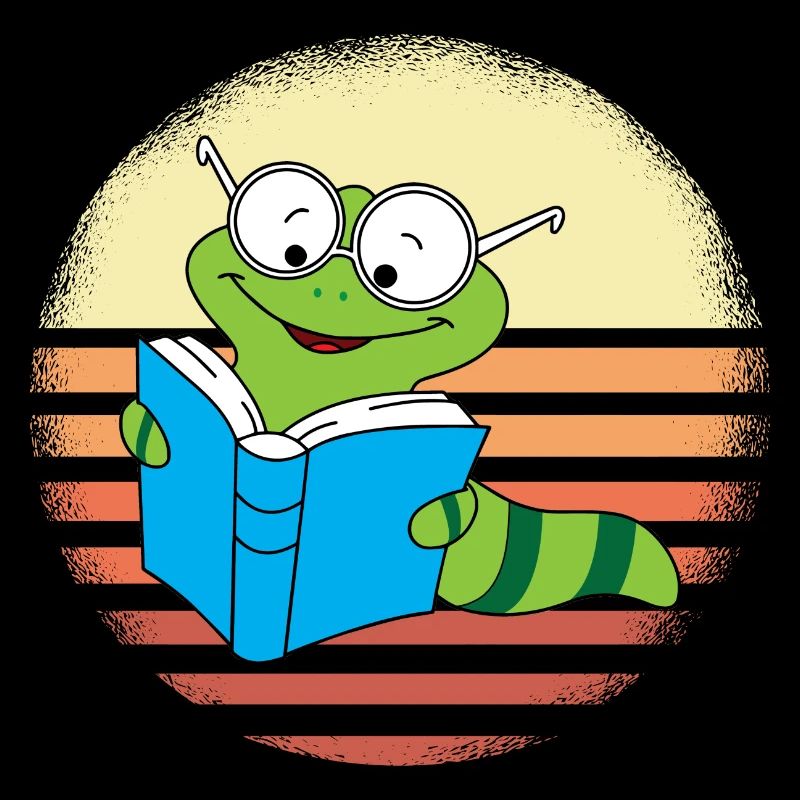 Bookworm Retro Sunset Design