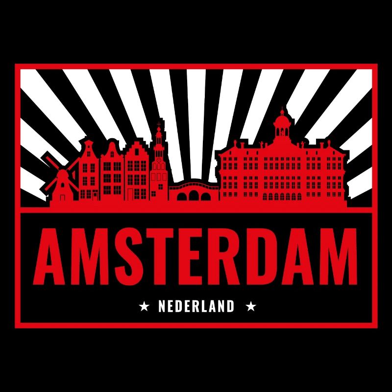 Silhouette rouge de la Skyline d’Amsterdam