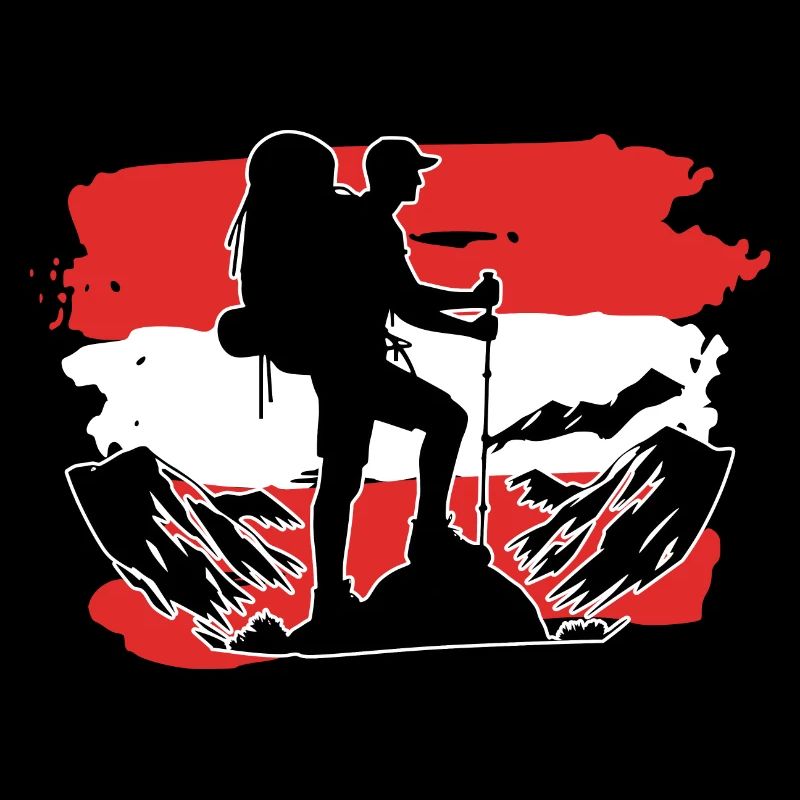 Austria Flag Hiking Hikers