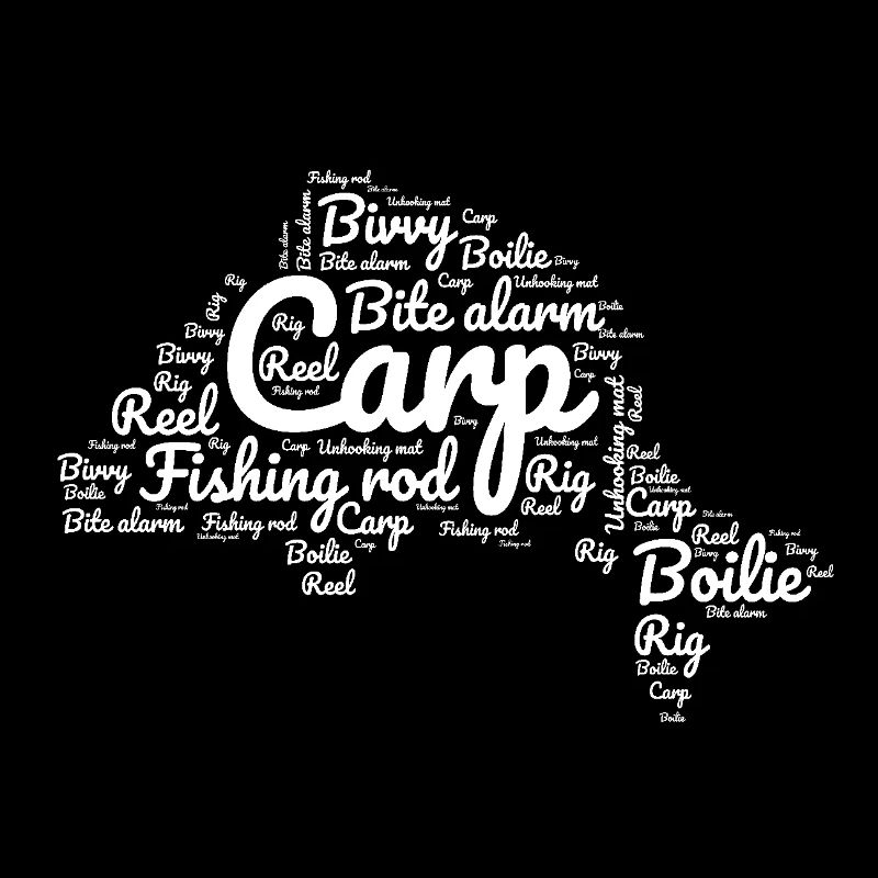Carp Fishing - Carp-Shaped White Words