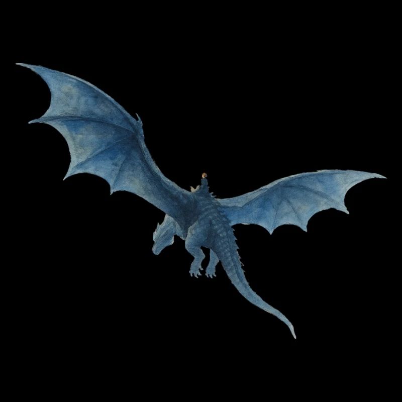 blue dragon with rider