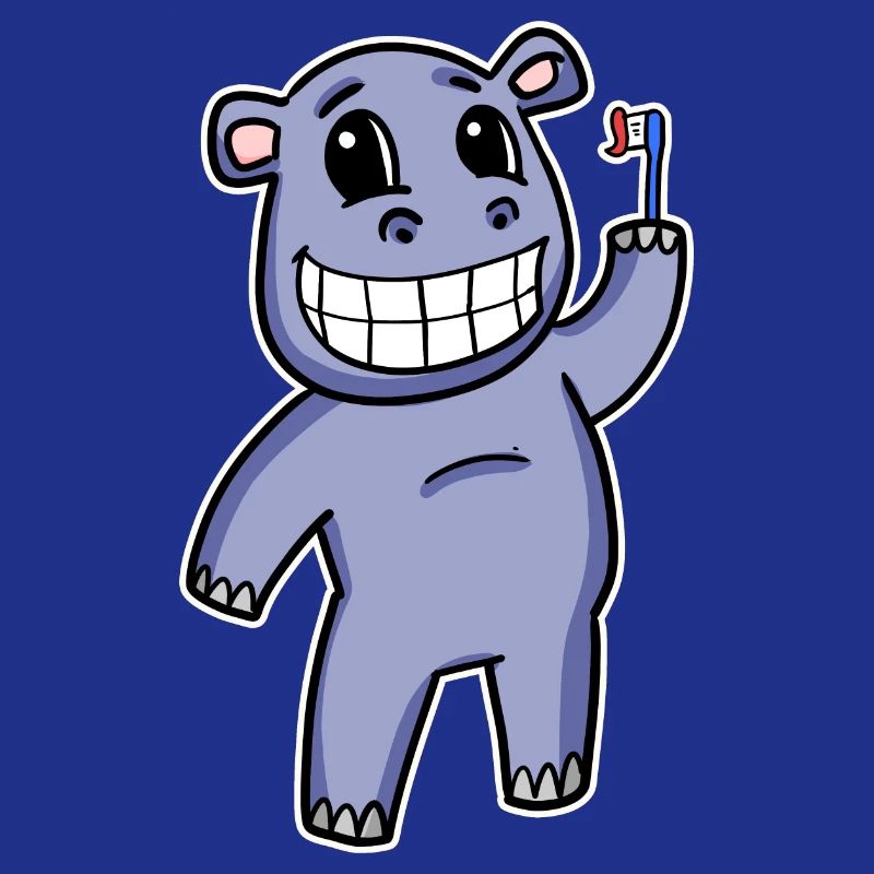 Hippo with toothbrush
